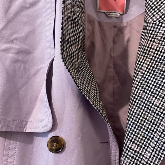 kate spade Lilac Trench Coat with Plaid Collar - Picture 7 of 12